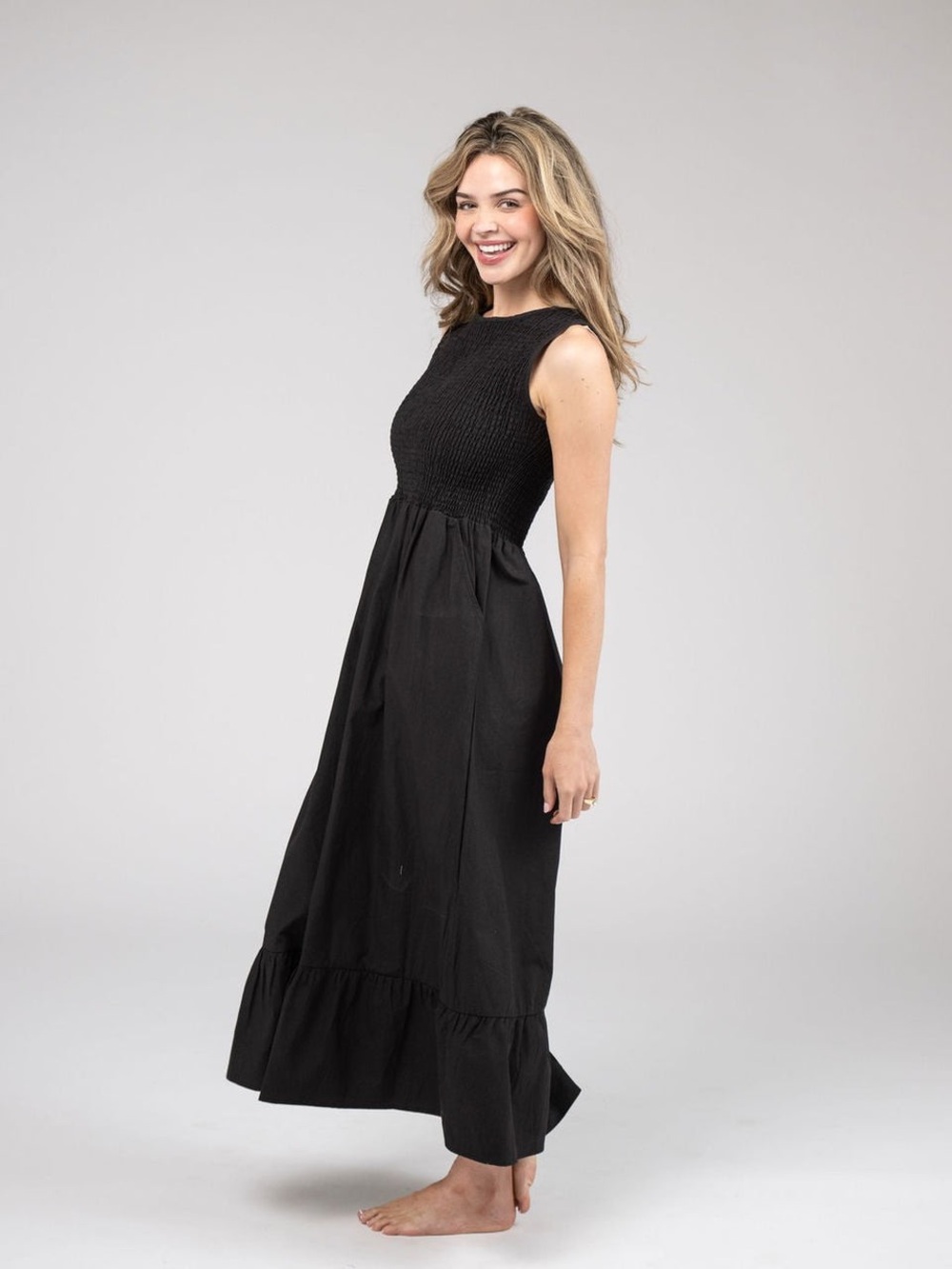 Beau & Ro The Margot Dress in Solid Black